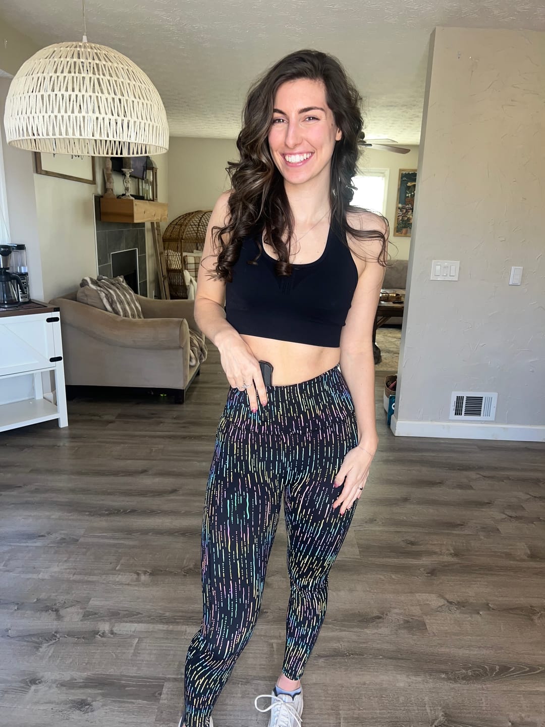 Customer photo review of Concealed Carry Leggings With Pockets | Holographic Rain