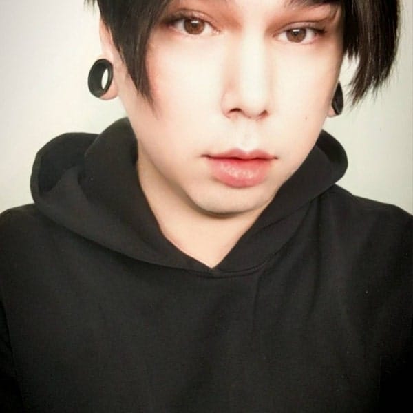 Customer photo review of Men Dark Brown Real Human Hair Side Part Curtain Bangs Wig