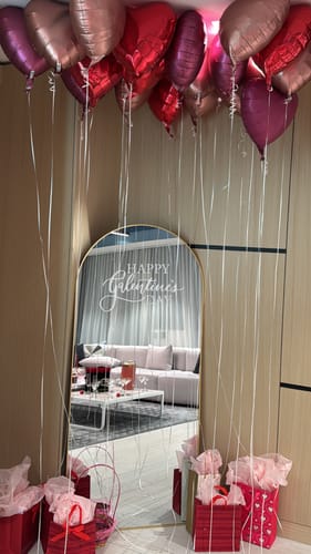 Customer photo review of Selfie Full-Length Arch Mirror Rental for Wedding Custom Decals Included