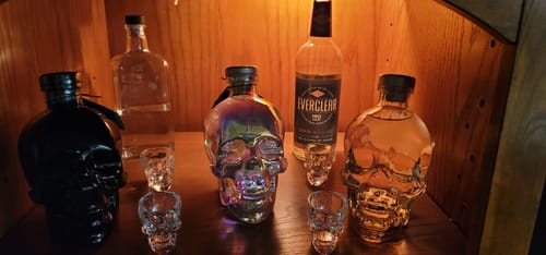 Customer photo review of Crystal Head Aurora Edition Vodka Gift Set W/ 4 Shot Glasses