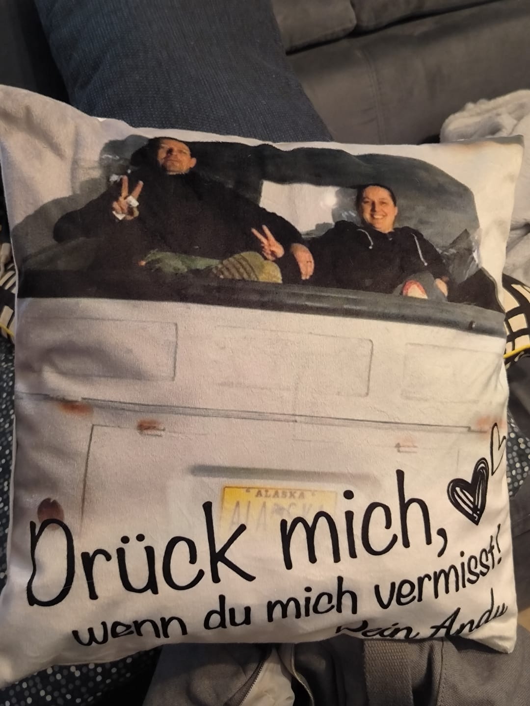 Customer photo review of Wenn du mich vermisst - Paar-Kissen