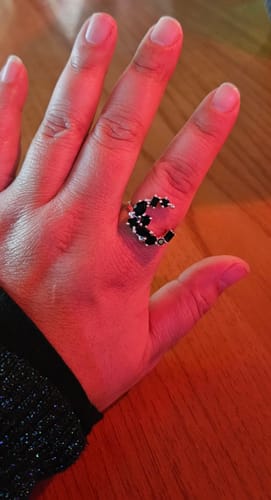 Customer photo review of Black Onyx Moon Ring