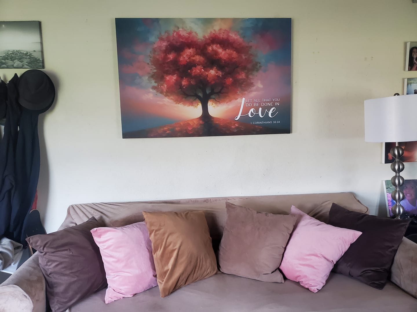 Customer photo review of Let All That You Do Be Done in Love, Heart Shape Tree, Wall Art Canvas