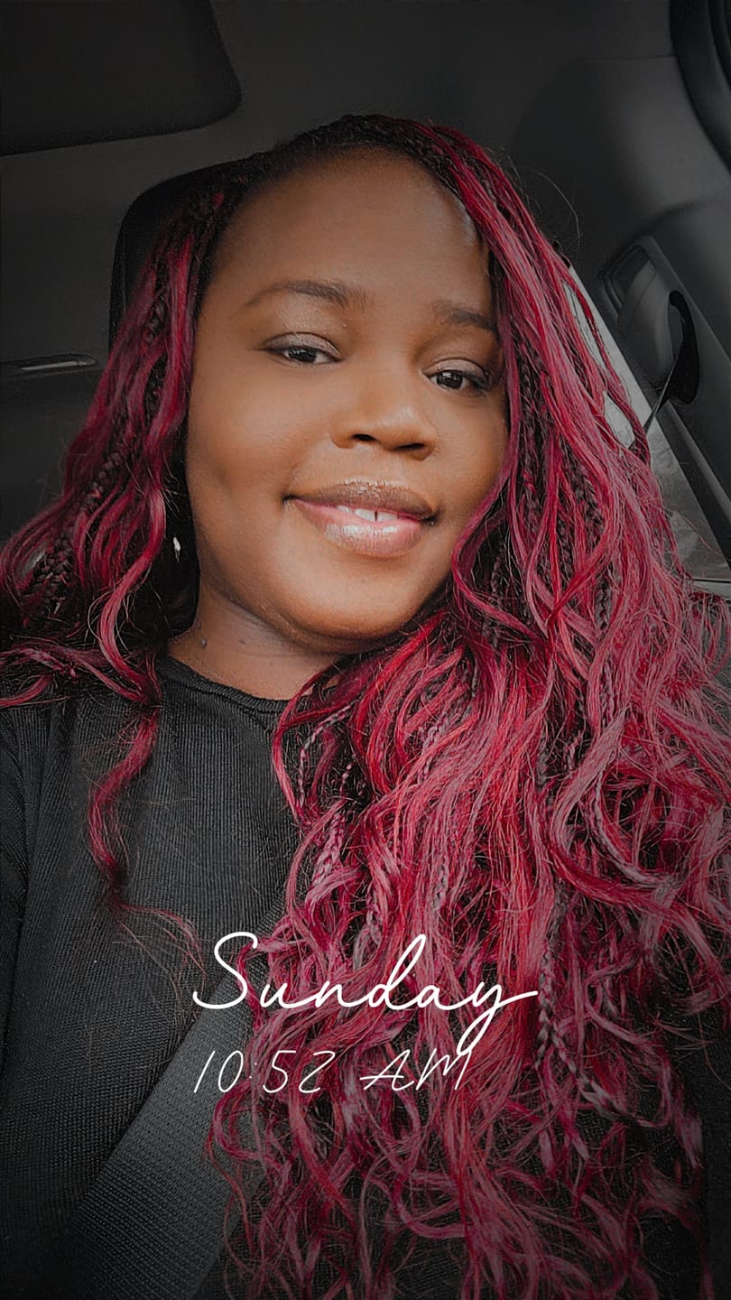 Customer photo review of #99J/Burgundy Mix Color Blend Loose Deep Wave Bulk Hair for Braiding