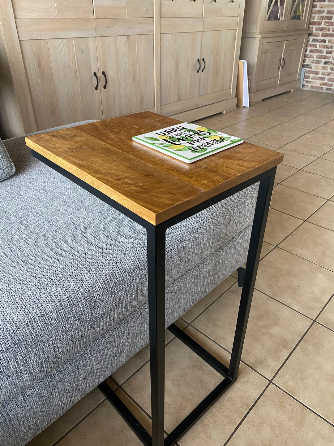 Customer photo review of Bijzettafel bank | Set van 2 | Mangohout en Staal | 38x31x68cm