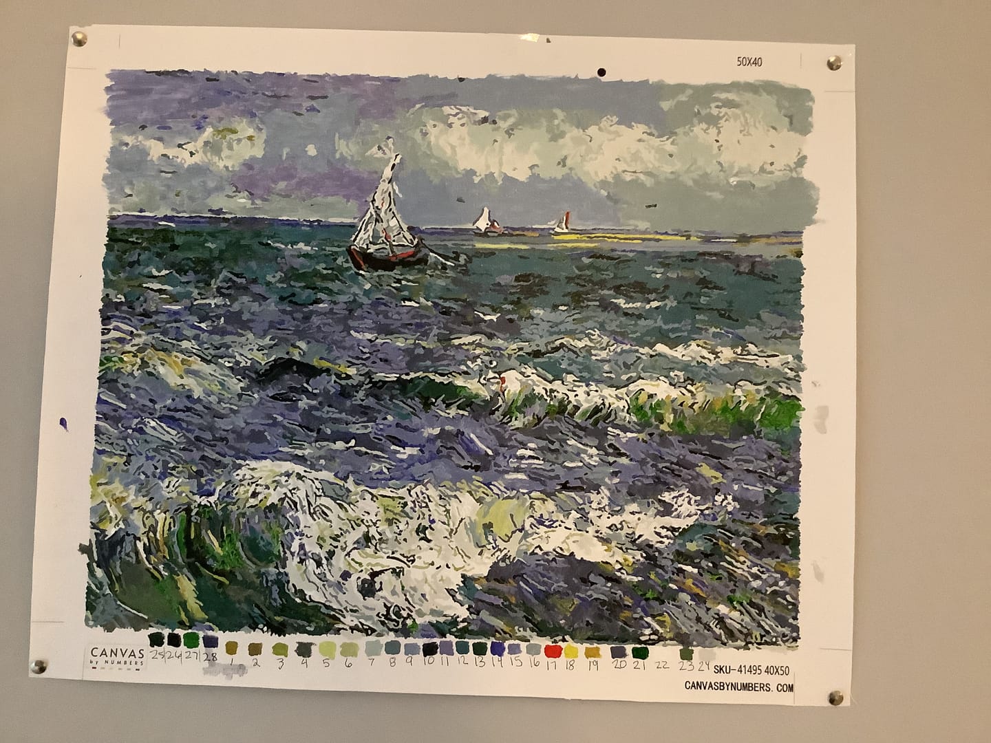 Customer photo review of The Sea at Les Saintes - Vincent Van Gogh - Paint by Numbers