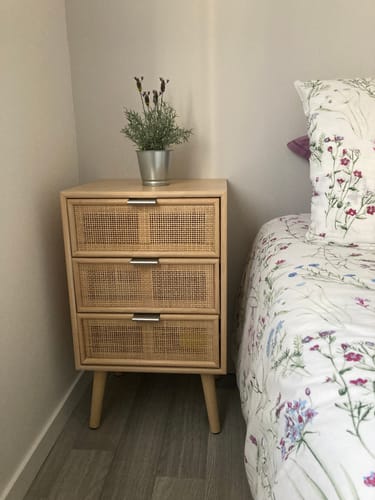 Customer photo review of NAGOYA - Chiffonnier 3 tiroirs en bois et rotin naturel