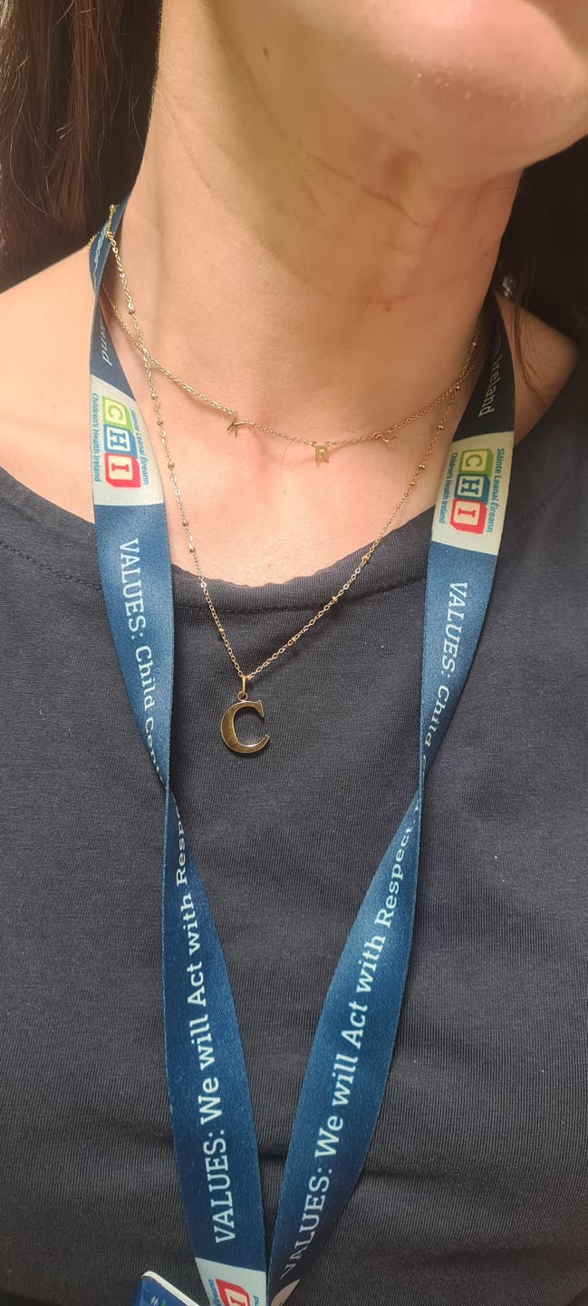 Customer photo review of C Initial Pendant Necklace In Gold