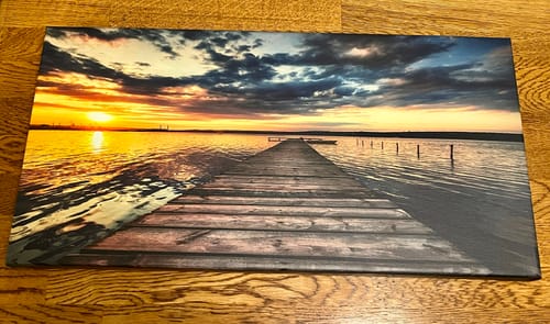 Customer photo review of Small Dock By The Vibrant Lake Canvas Wall Art