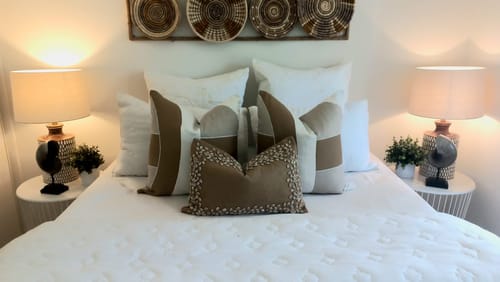 Customer photo review of Kauri Embroidery Mustard Lumbar Cushion 35 x 53cm