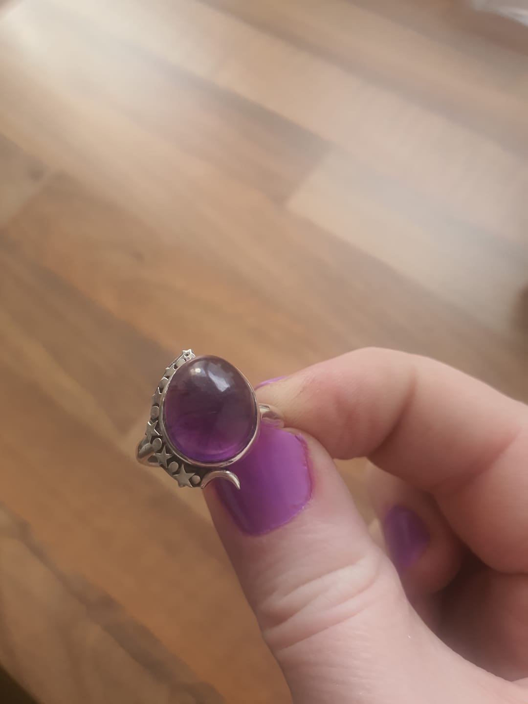 Customer photo review of Amethyst Celestial Ring