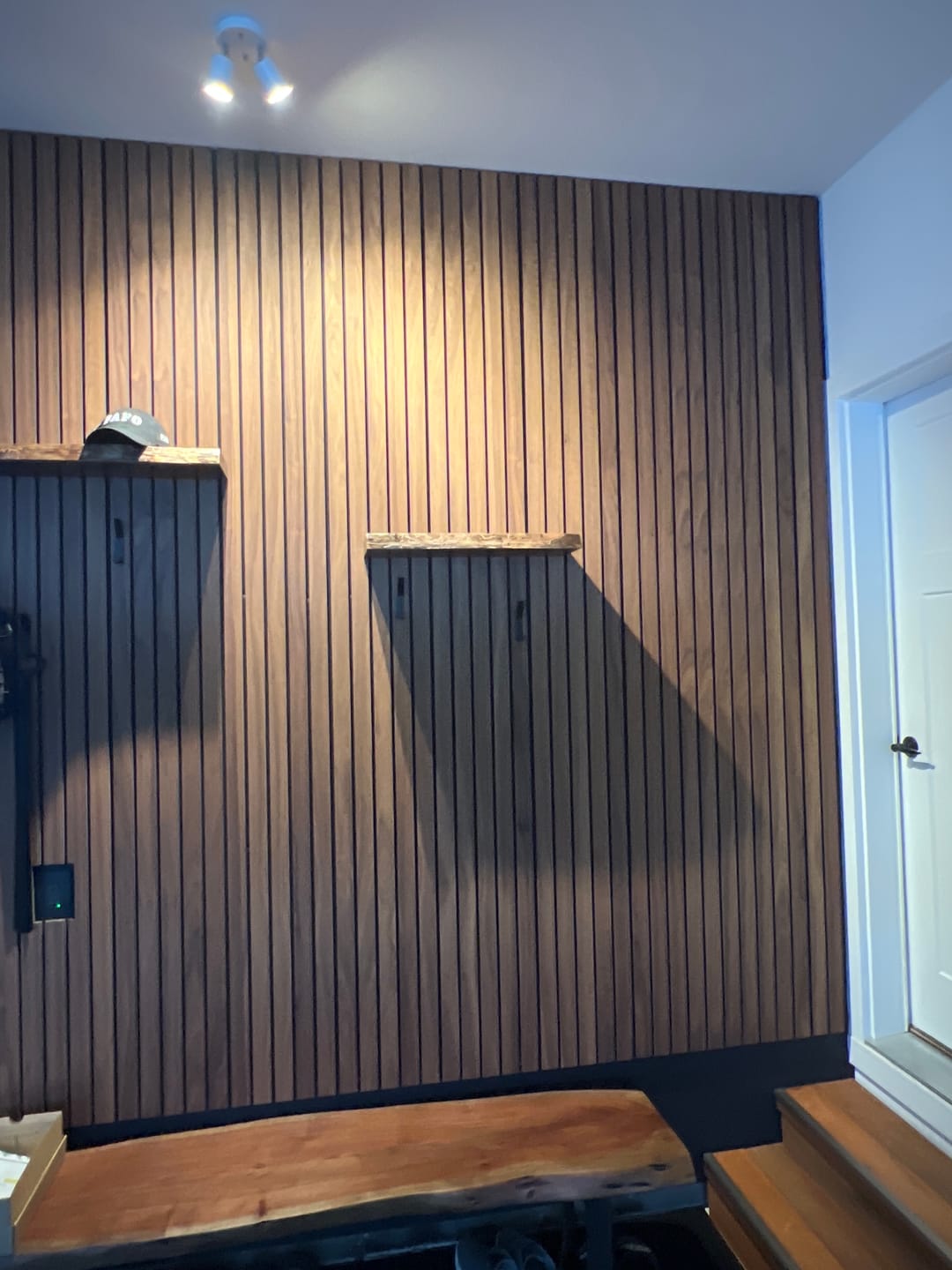 Customer photo review of Live Edge Walnut Floating Shelves