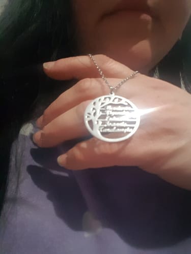 Customer photo review of Tree Of Life Necklace With Engraved Names