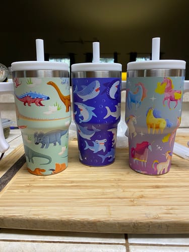 Customer photo review of BONUS Kids Spill Proof Lids (3-pack)