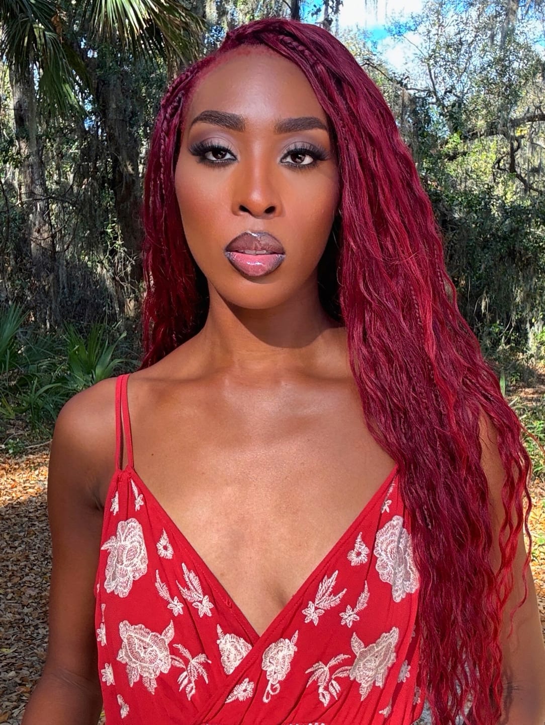 Customer photo review of #99J/Burgundy Mix Color Blend Loose Deep Wave Bulk Hair for Braiding