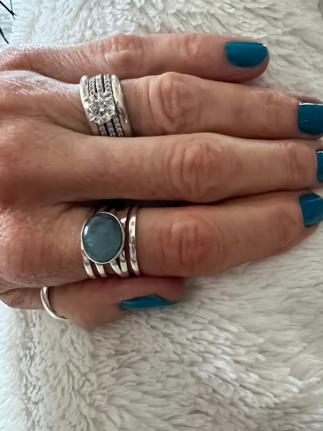 Customer photo review of Chunky Aquamarine Wrap Ring Sterling Silver