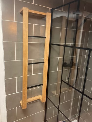 Customer photo review of Lunar Black Square Exposed Rigid Riser Thermostatic Shower Set
