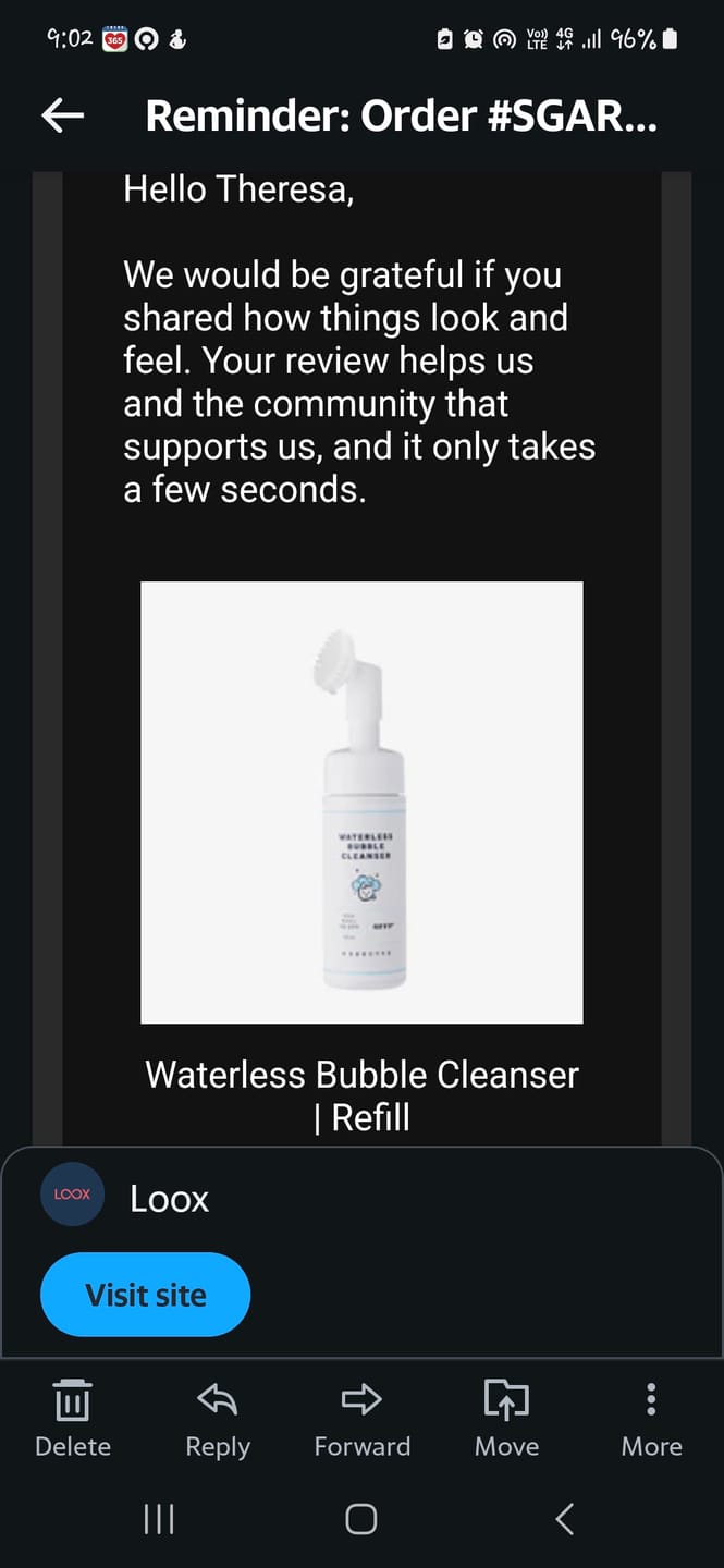 Customer photo review of Waterless Bubble Cleanser | Refill