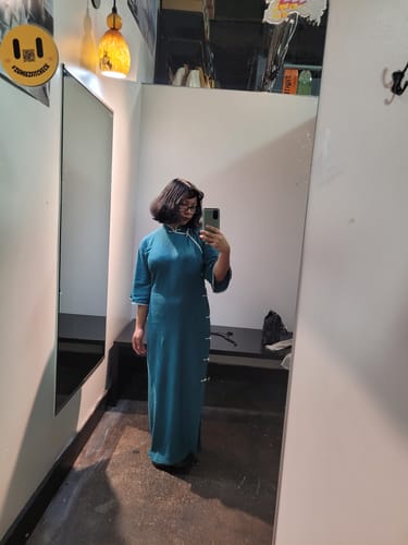 Customer photo review of Mulan Xiang 木兰香 Magnolia Late 20s Bell Sleeve Cotton Silk Qipao