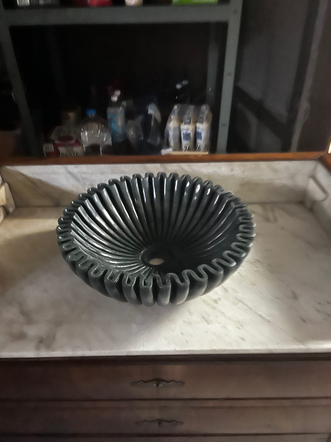 Customer photo review of Green Marble Handcrafted Scallop Basin