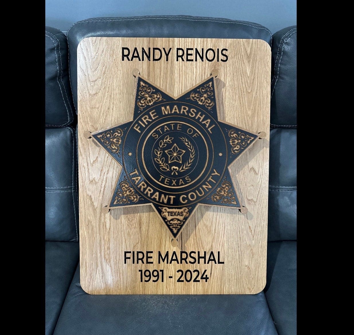 Customer photo review of Challenge Coin Display Rack Holder - Rustic American Flag