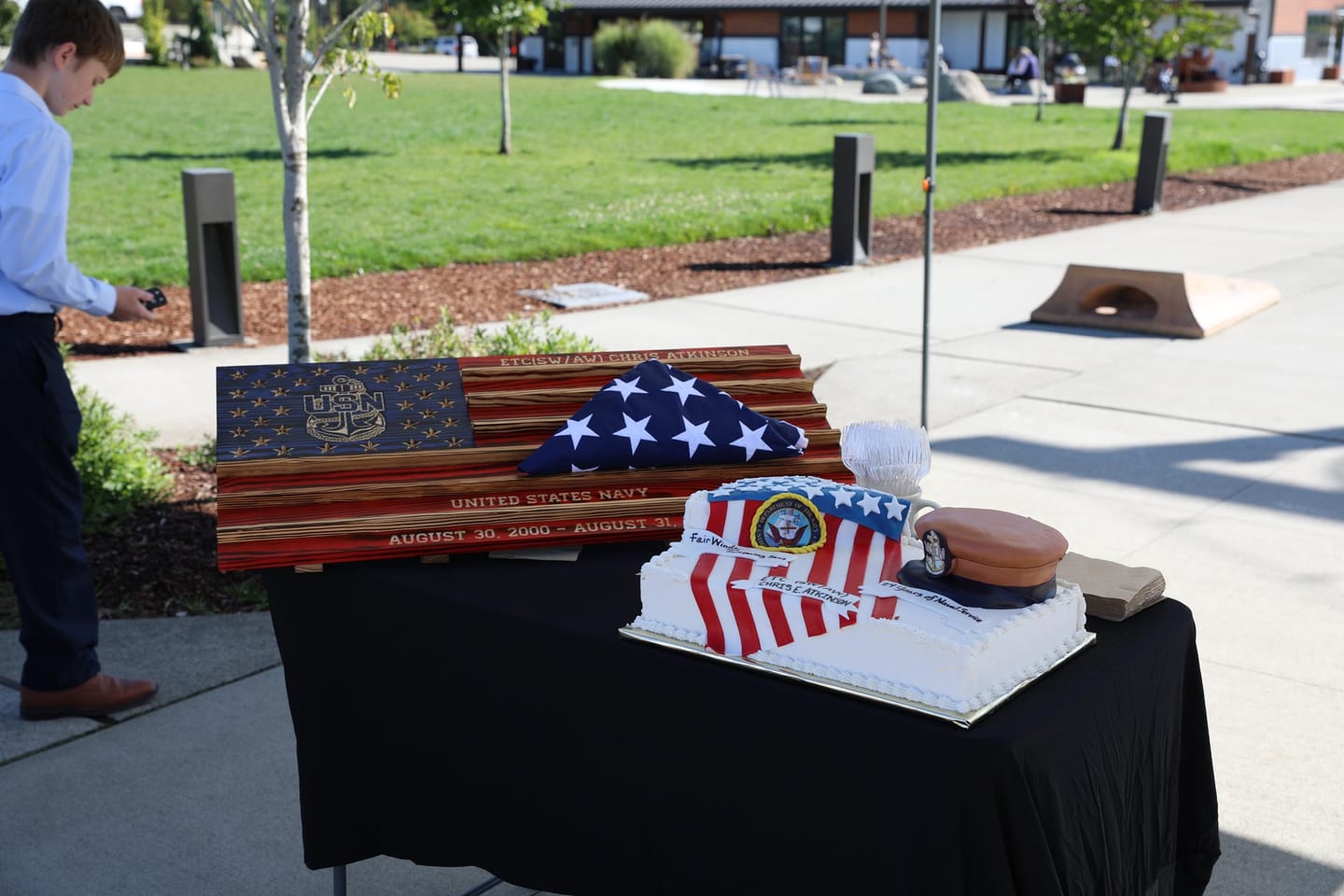 Customer photo review of Challenge Coin Display Rack Holder - Rustic American Flag