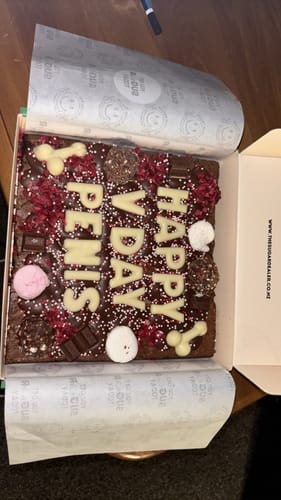 Customer photo review of Custom message dick brownie