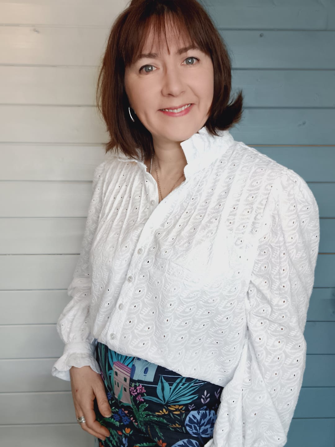 Customer photo review of Flower Paisley White Embroidered Cotton Fabric #5