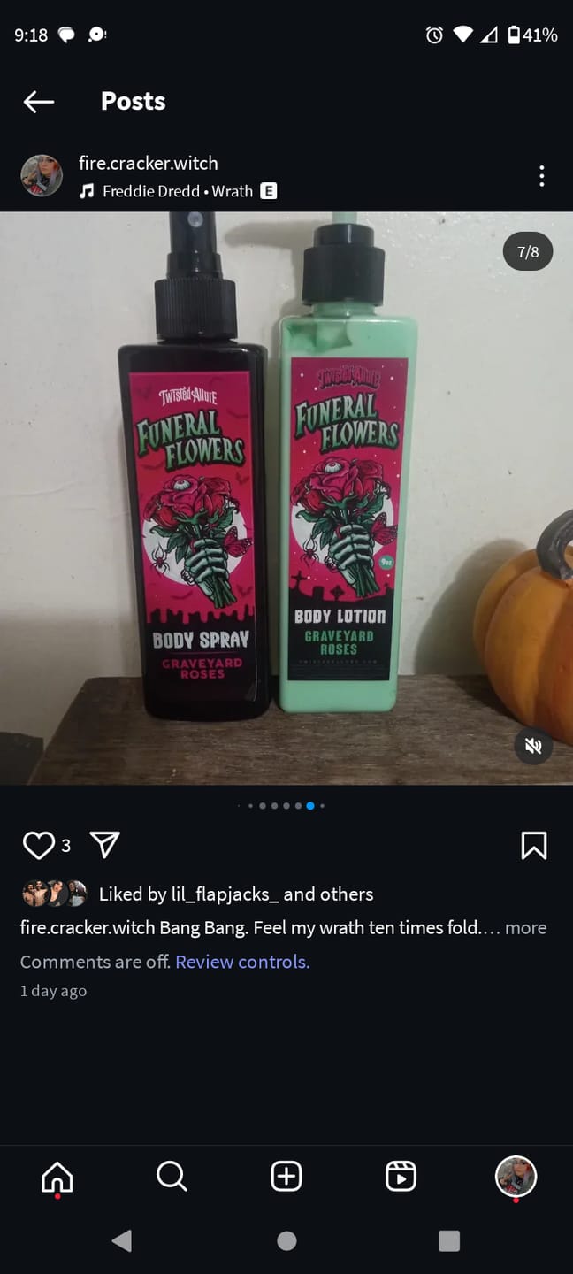 Customer photo review of Funeral Flowers body lotion