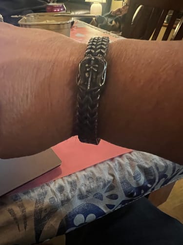 Customer photo review of St. Michael Defend Us Bracelet - Helps Pair Veterans With A Service Dog Or Shelter Dog
