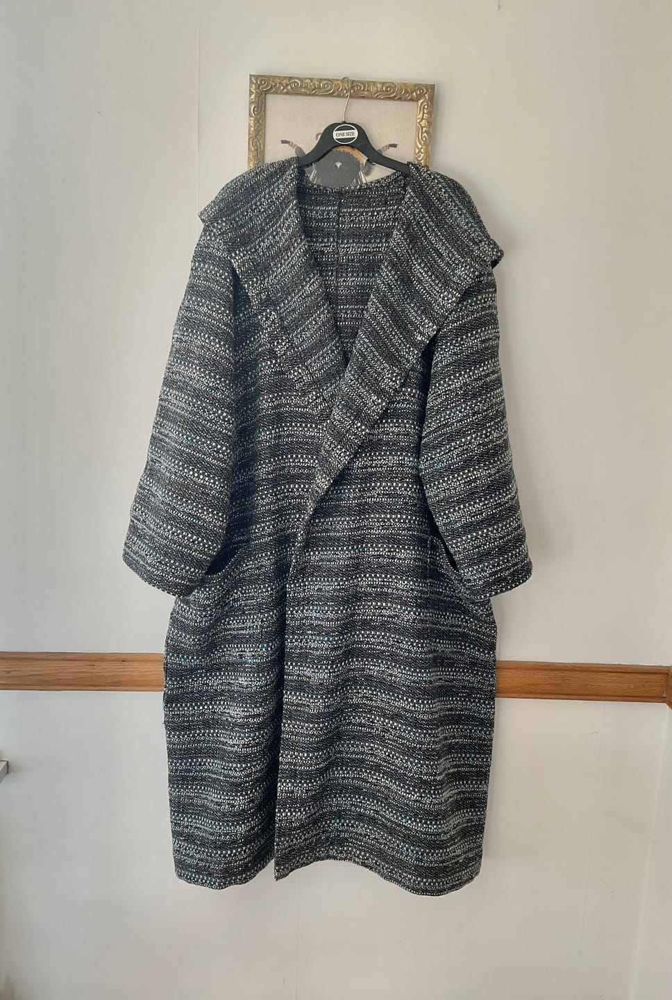 Customer photo review of Blue and Grey Boucle Fabric