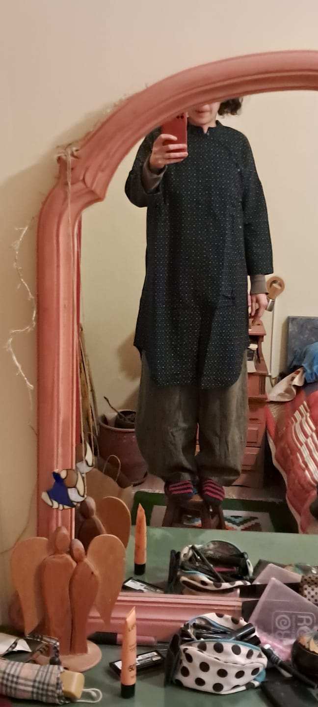 Customer photo review of Women Vintage Winter Tie-dye Fleece-lined Harem Pants
