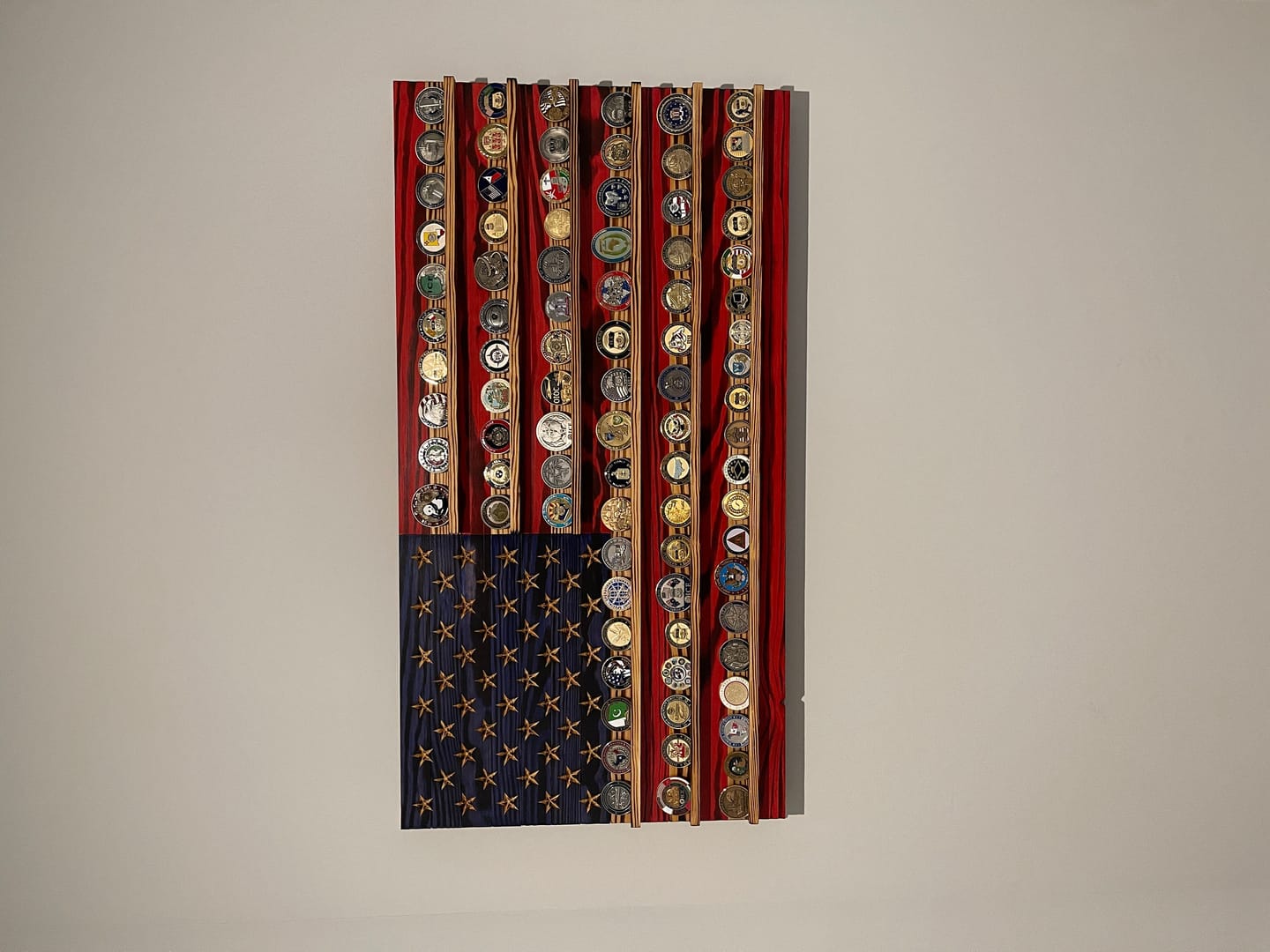 Customer photo review of Challenge Coin Display Rack Holder - Rustic American Flag