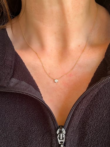Customer photo review of 14k Gold Diamond Solitaire Necklace