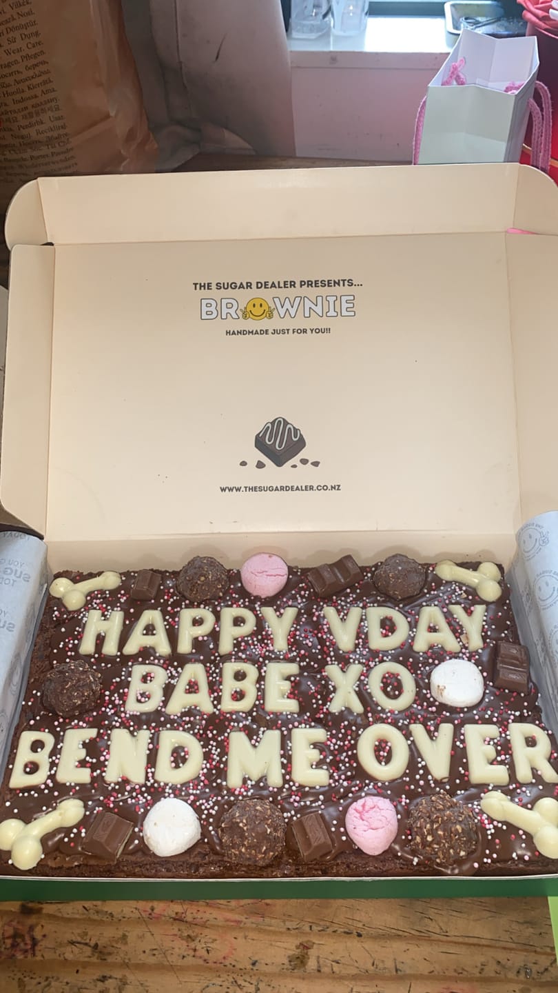 Customer photo review of Mega custom message dick brownie