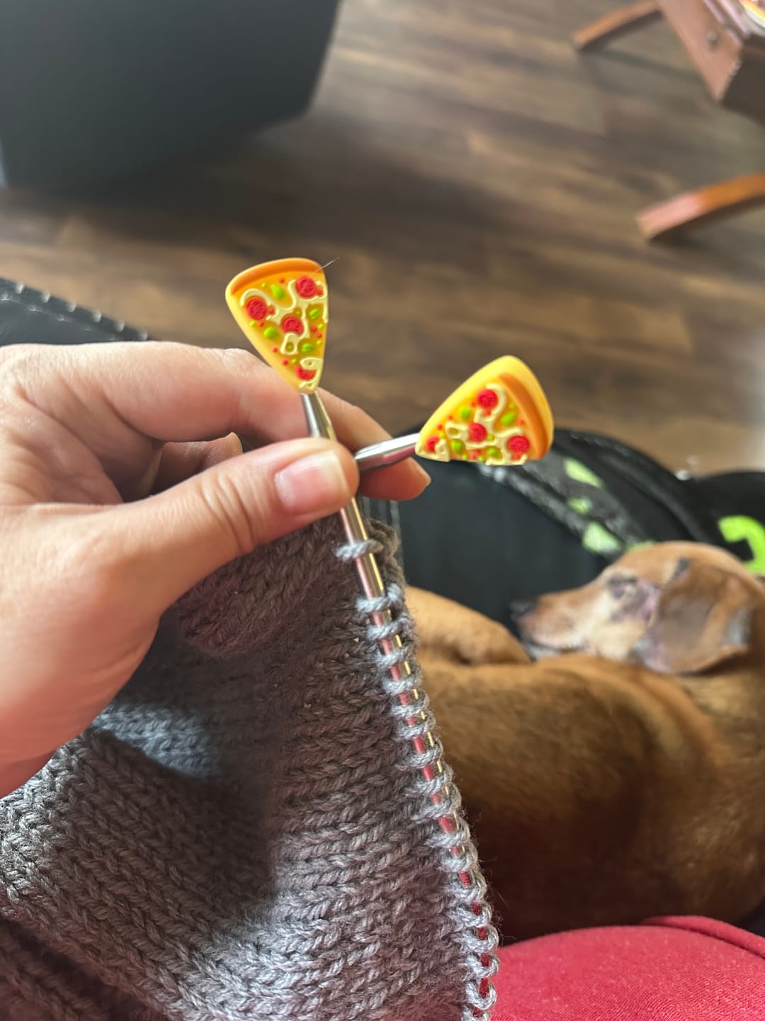 Customer photo review of Pizza Silicone Stitch Stoppers - Set of 2