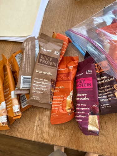 Customer photo review of Whey Protein Powder - Single Serving Sample Stick Packs
