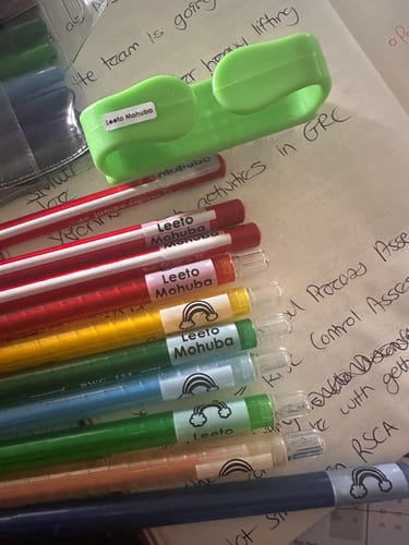 Customer photo review of Wrap-around Pencil & Pen Labels