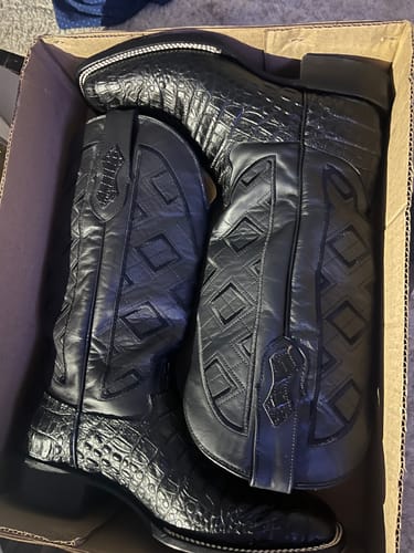 Customer photo review of Black American Gator Belly Leather Boots - Square Toe