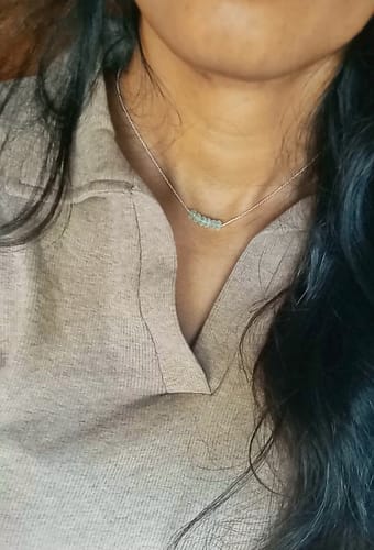 Customer photo review of antilae - Aquamarine Beads Bar pendant
