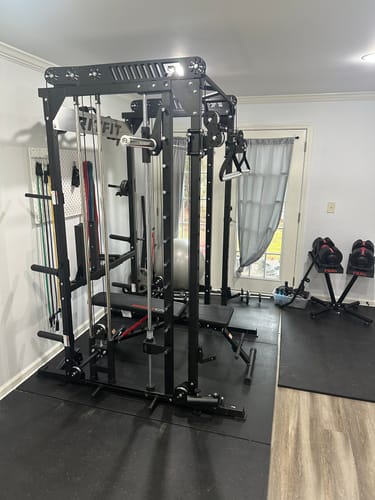 Customer photo review of RitFit M1 Multi-Functional Smith Machine 2.0 with Cable Crossover System and Squat Rack for Home Gym