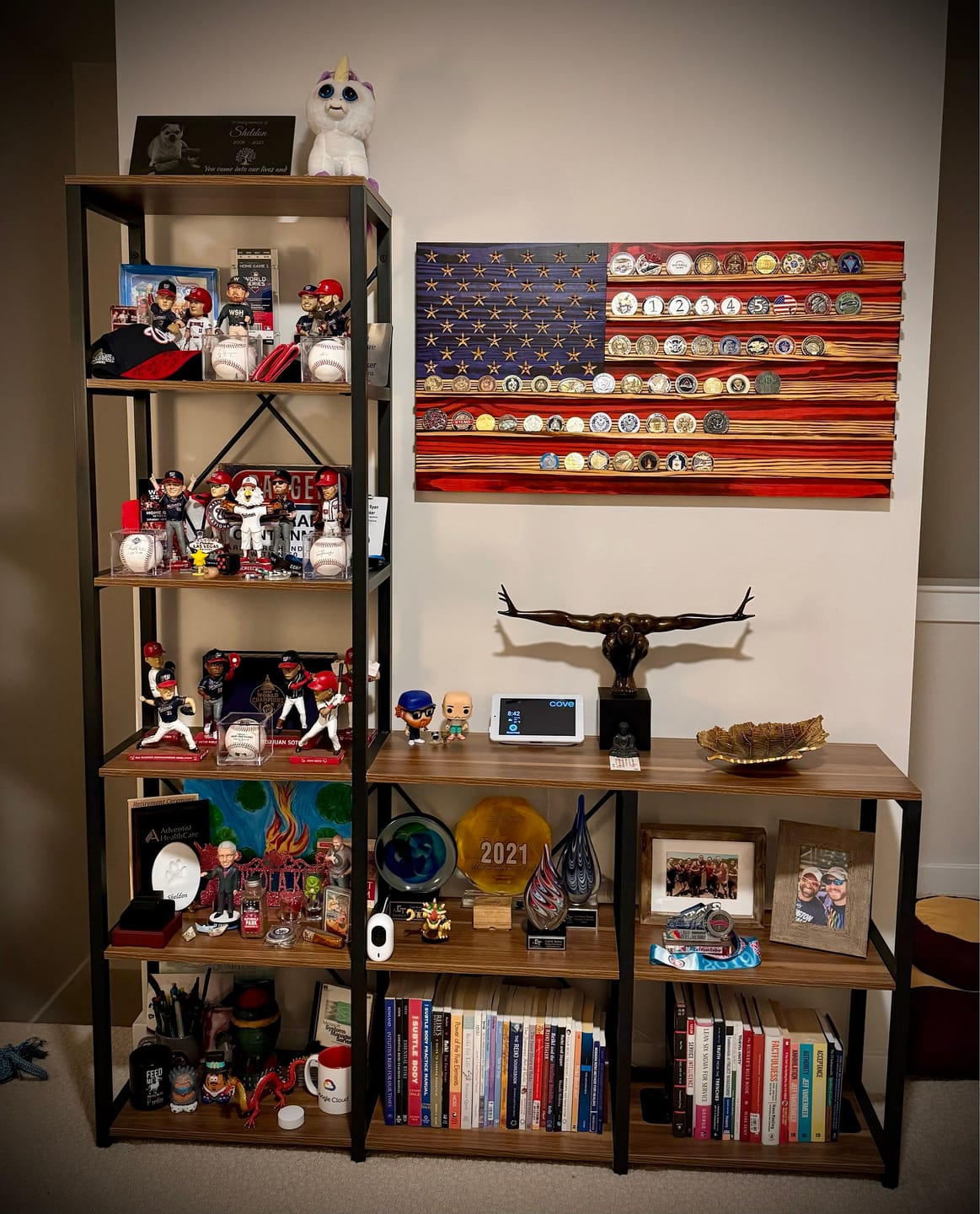 Customer photo review of Challenge Coin Display Rack Holder - Rustic American Flag