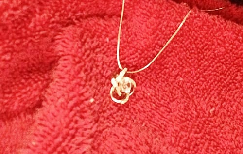 Customer photo review of Celtic Knot™ 18K White Gold Pendant