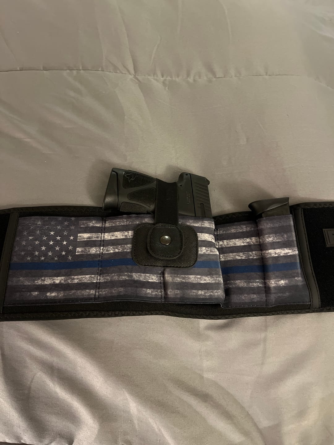 Customer photo review of BravoBelt Belly Band Holster for Concealed Carry - Unisex  - Blue Line Edition