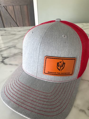 Customer photo review of Custom Leather Patch Hats Richardson 112 Laser Engraved