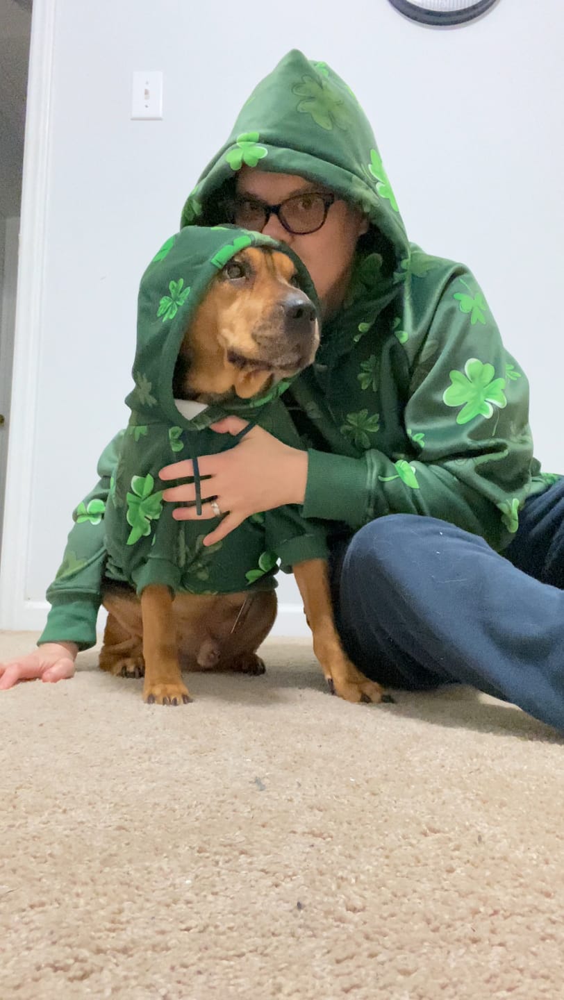 Customer photo review of St. Paddy's Human Hoodie - Dark Green (Limited Edition)