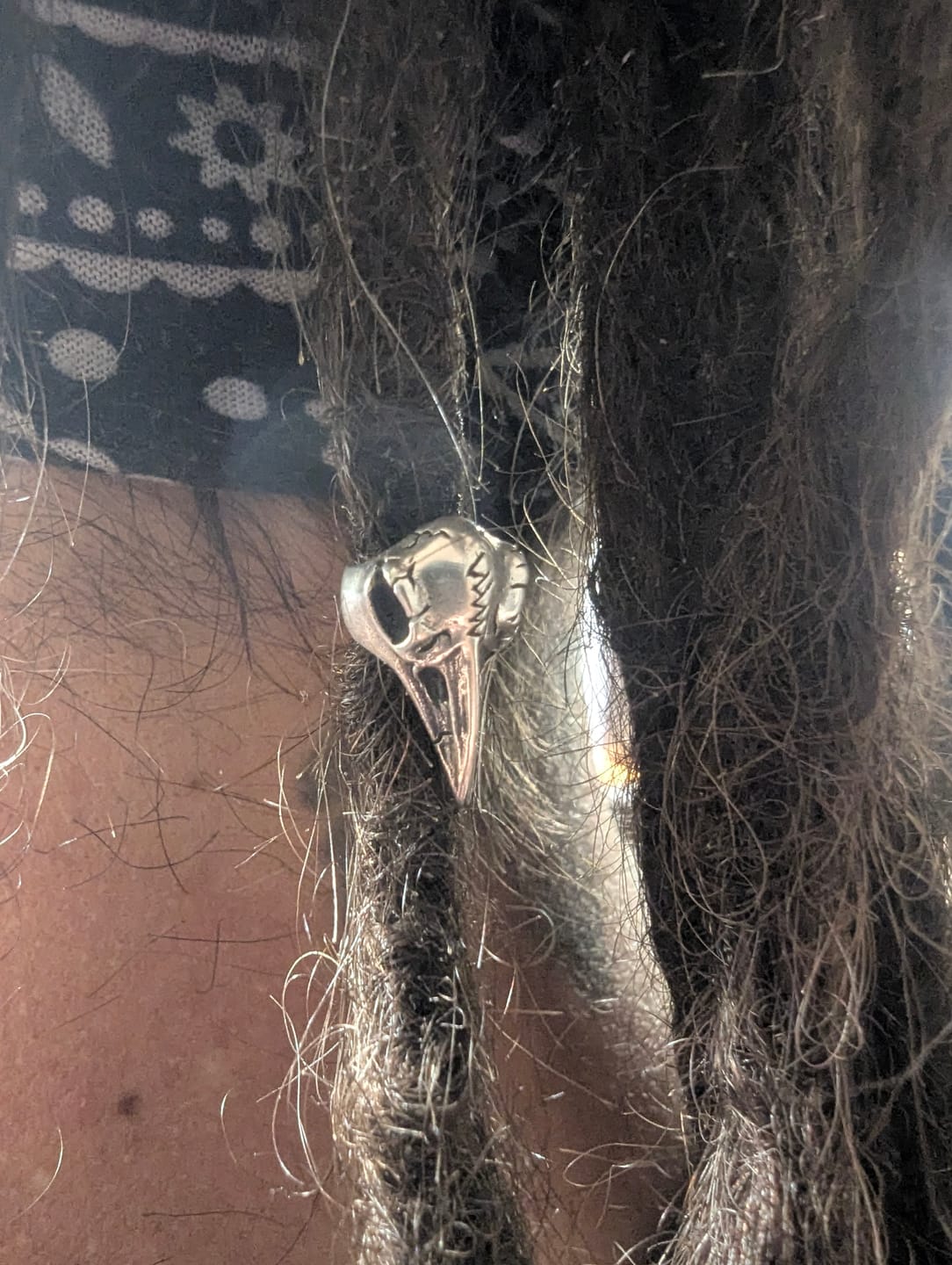 Customer photo review of Sterling Silver Viking Bird Skull Beard Bead