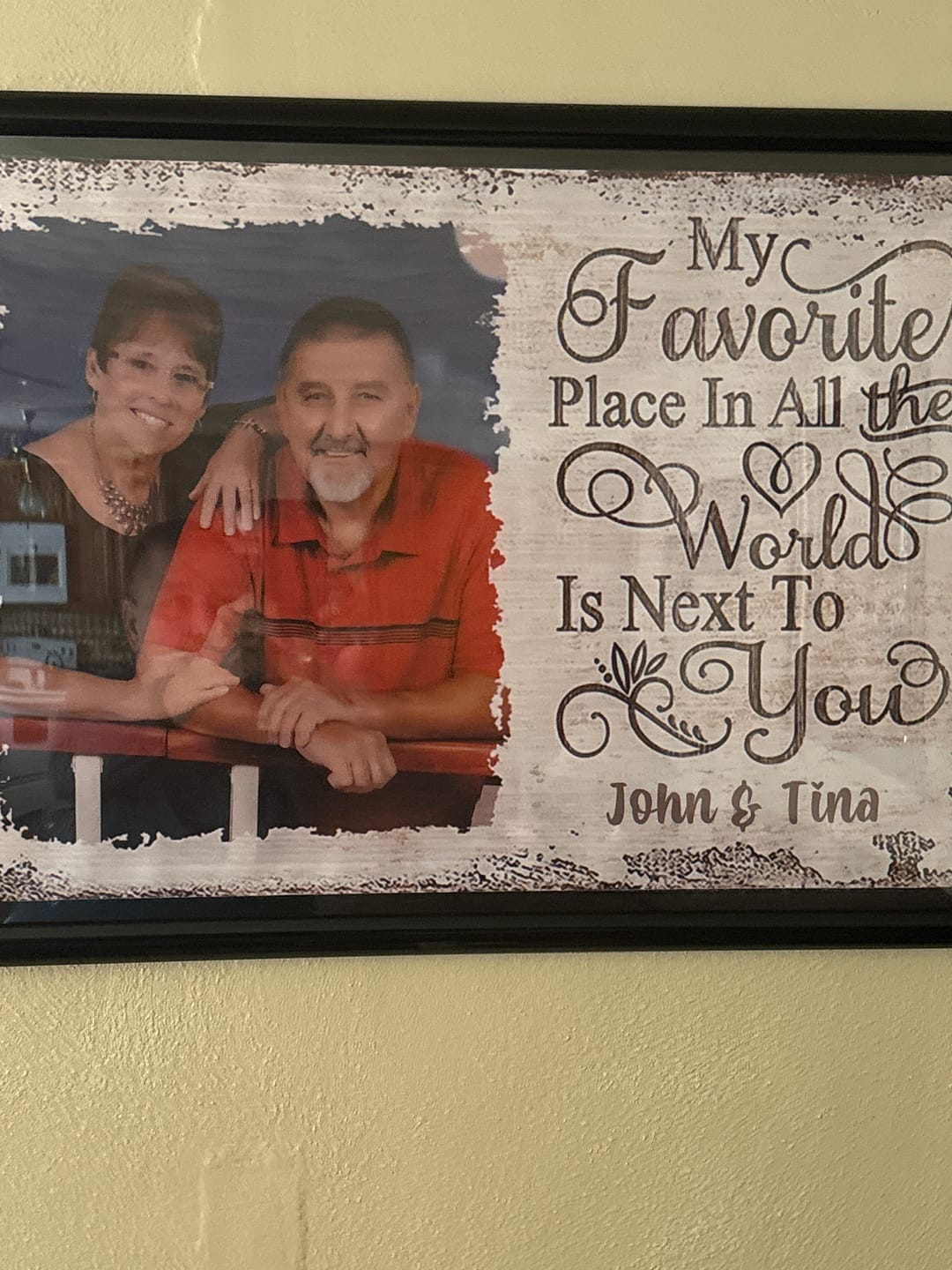 Customer photo review of Next To You Is One Of My Favorite Places To Be - Upload Image - Personalized Horizontal Poster