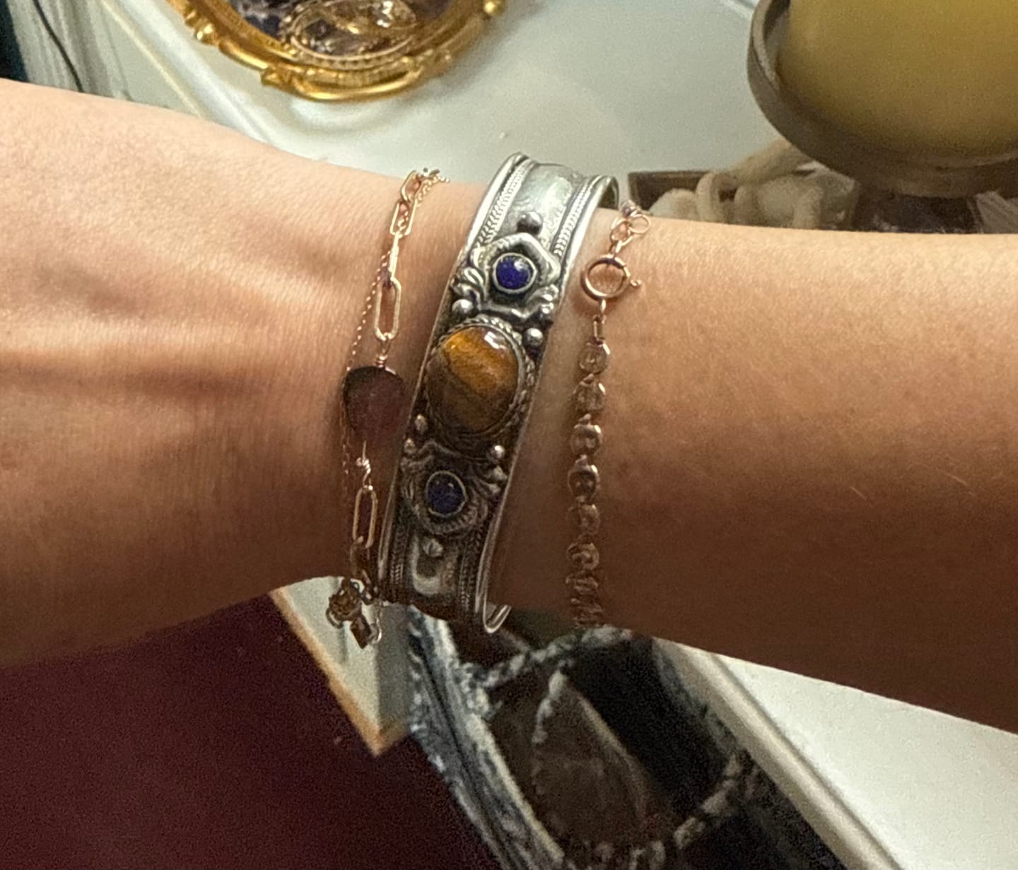 Customer photo review of Tigers Eye Bohemian Cuff Bracelet