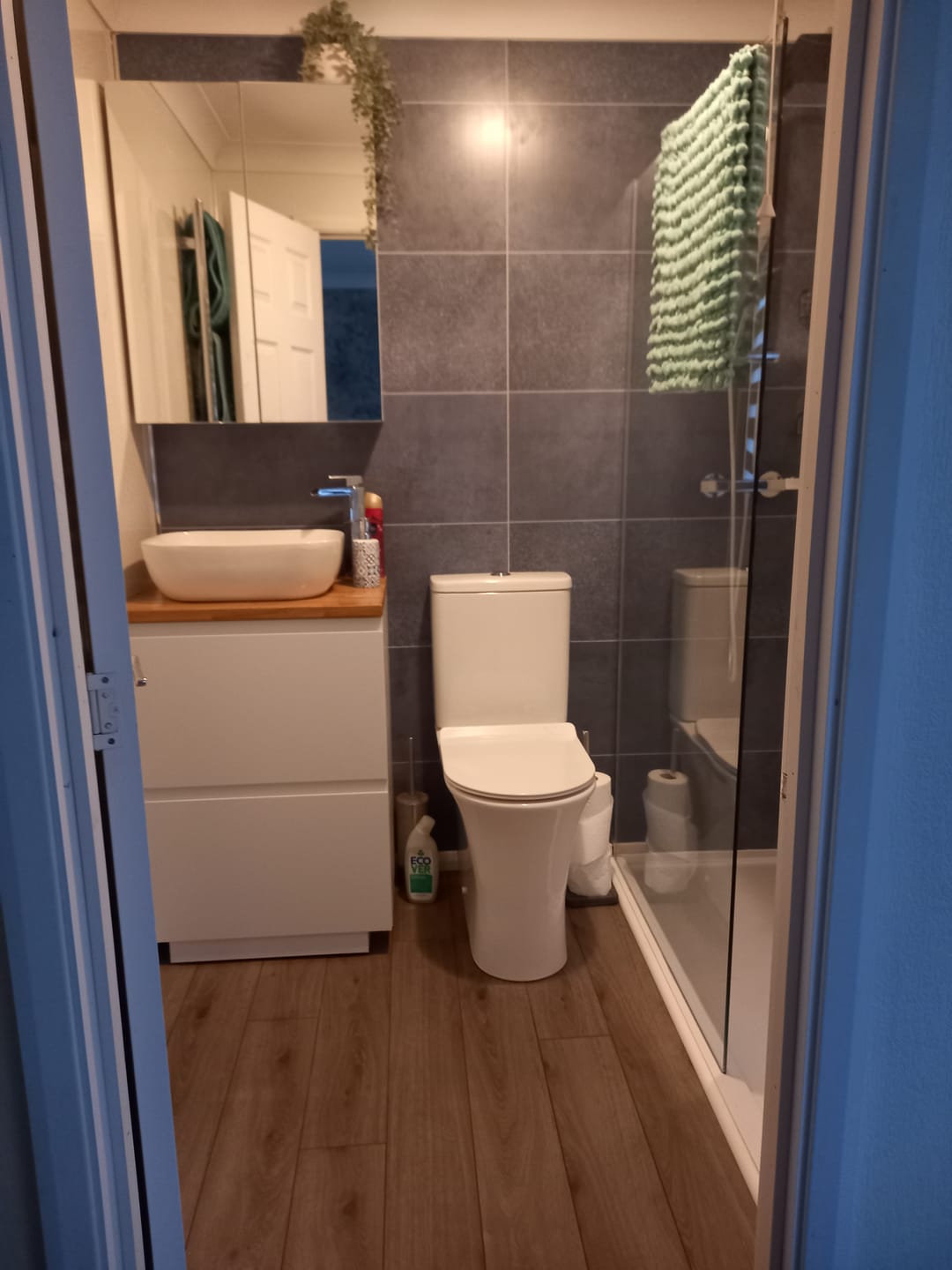 Customer photo review of 10mm Roman Blue Matt Shower Panel 1M x 2.4M